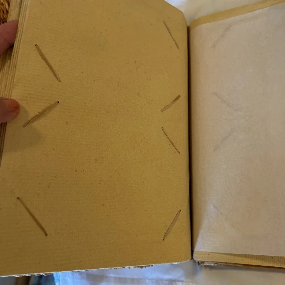 Handmade Woven Photo Album Scrapbook Silver Tone Elephant Rustic Boho 12x10